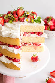 This Strawberry Shortcake Cake Gives A New Twist To An Old Classic Vanilla Cake Layers Fr Savoury Cake Strawberry Shortcake Recipes Strawberry Shortcake Cake