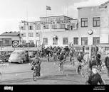 Image result for workers on bicycles leaving factory in England