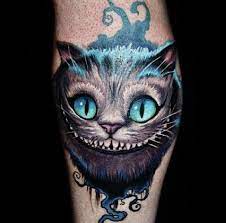 Cool Blue Alice And Wonderland Tattoo Cheshirecat Cattattoo Creativetattoo Aliceandwonderland Cartoon Tattoos Cheshire Cat Tattoo Wonderland Tattoo