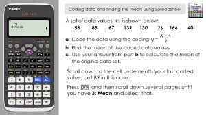 Coding Data Finding Mean Using Spreadsheet On Casio Classwiz Fx 991ex Calculator Scientific Calculator Graphing Calculator