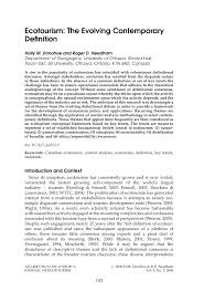Pdf Ecotourism The Evolving Contemporary Definition
