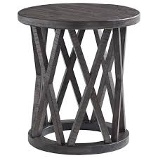 | skip to page navigation. Sharzane Round End Table With Distressed Finish Belfort Furniture End Tables