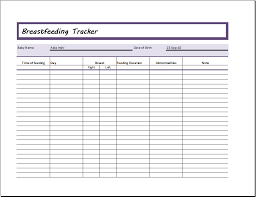 Breastfeeding Tracker Ms Excel Editable Printable Template