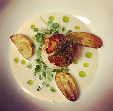 Seared Scallop With Kaluga Caviar Over Micro Greens With A Beurre Blanc Sauce Chive Oil And Roasted Potatoes Scallops Seared Recipes Roasted Potatoes