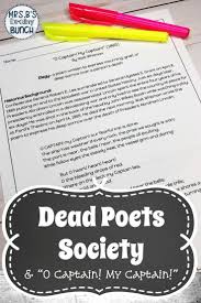 Dead Poets Society O Captain My Captain Poetry Middle School Middle School Writing Middle School Ela