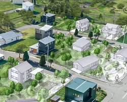 南幌町 みどり野きた住まいるヴィレッジ 住宅 街並み（AI 生成）
