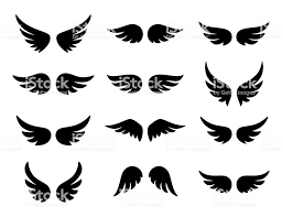 Black And White Angels Logo Wings Logo Set Vector Illustration Wings Logo Logo Set Angels Logo