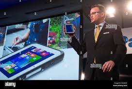 Las Vegas Usa 6th Jan 2014 Rance Poehler President Of Panasonic System Communications Company Of North America Introduces The Latest Toughpad Fz M1 At The 2014 International Ces In Las Vegas The United