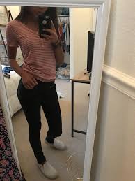 Black And White Slip On Vans Outfits Red And White Striped Tee Black Skinny Jeans White Slip On Vans Outfits With Leggings Casual Outfits For Teens White Slip On Vans