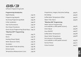 1 1 2 2 200.5of 09:30 la marzocco t:00 doses setting select within50s off 09:30 language english programming mode machine on programming level. Https Kaffeezentrale Ch Pdf Gs3 Progamming En Pdf