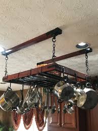 A Uniquely Hand Crafted Ceiling Mounted Pot Rack Made With Image 2 Pot Rack Pot Rack Hanging Iron Decor