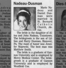 Daniel Dusman & Marie Nadeau Marriage