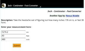 A = l · w. Inch Cm Foot Converter Amazon De Apps Spiele