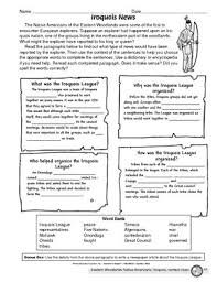 Worksheet The Iroquois Social Studies Worksheets Social Studies Lesson Indian Lessons