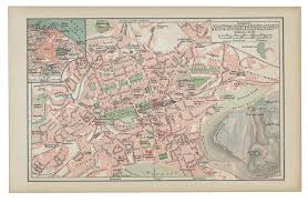 This is an original, not reproduction, vintage miniature map of edinburgh and glasgow scotland which was carefully removed from a tiny antique atlas. Old 19th Century Map Of Edinburgh Alte Landkarten Landkarte Stadtplan