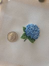 Most cross stitchers start in the middle. Fo A Tiny Hydrangea On 40 Ct Satin Gauze Crossstitch