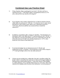 Mixed gas laws worksheet & 2 pages ideal gas law wkstsc 1st from gas law review worksheet answers , source: Combined Gas Law Practice Sheet Worksheet For 9th 12th Grade Lesson Planet