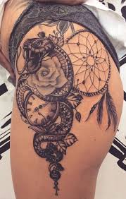 Unique Dreamcatcher Thigh Tattoo Ideas For Women Cool Owl Leg Tat Www Mybodiart Com Tattoos Thigh Tattoos Women Hip Tattoo Designs Hip Tattoos Women