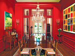 Every retro dining set available includes a table. Traditional Red Dining Room Luxe Interiors Design