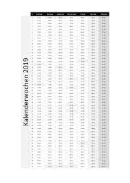 Folgende tabelle stellt von 1 bis 53 sämtliche kalenderwochen 2019 mit ihrem montags beginnenden startdatum und dem jeweils auf den. Kalenderwochen 2019 Schweiz Excel Pdf Kostenloser Download