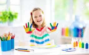 Check spelling or type a new query. Kids Paint Child Painting In White Sunny Study Room Little Girl Drawing Rainbow School Kid Doing