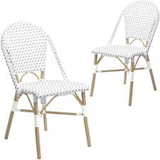 5 sets luxury rattan dining room set: Temple Webster Grey White Paris Pe Rattan Outdoor Cafe Dining Chairs