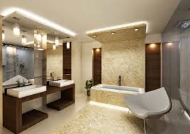 The modern, staggered brass chandelier in this example by interior designer lindye galloway is the perfect edgy touch for an elegant bathroom. 30 Cool Bathroom Ceiling Lights And Other Lighting Ideas