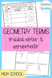 Geometry Vocabulary Lesson With Guided Notes And Worksheets This Lesson Covers The Basic Geometry Terms Geometry Lessons Geometry High School Geometry Answers