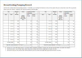 Breastfeeding Pumping Record Ms Word Editable Template