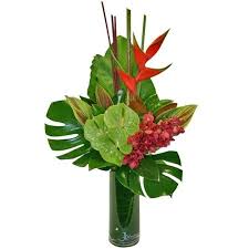 Artificial tropical flowers in vase. Pin On Tropical Centerpieces