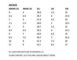 Adidas Women Size Chart