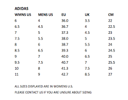 adidas women size chart