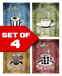 Shop for coffee themed kitchen decor at walmart.com. Latte Cappuccino Espresso Coffee Retro Coffee Themed Kitchen Decor Wall Art Set Of Four 8x10 Art Prints Kitchen Cafe Diner Restaurant Decor Designed Exclusively For Wallables Amazon In Home Kitchen