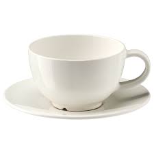 Small flat dish on which a cup is placed; Vardagen Off White Teacup With Saucer Ikea