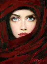 Taras Loboda 1961 Lady In Red Portrait Painting Female Art Face Art