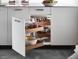 Fineline Kitchen Accessories For Magic Corner I With Steel Brackets And Walnut Boxes By Hafele America Co Corner Kitchen Cabinet Hafele Corner Cabinet