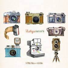 Vintage Camera Clipart Retro Watercolor Cameras Photo Film Etsy In 2021 Camera Drawing Vintage Camera Retro Camera