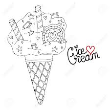 If you love ice cream, you'll love coloring in this cute i love ice cream coloring page. Vector Ice Cream For Coloring Book For Adult And Kids Black Line Ice Cream Coloring Page Royalty Free Cliparts Vectors And Stock Illustration Image 122348057
