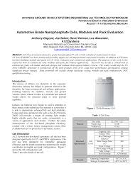 Automotive Grade Nanophosphate Cells, Modules and Pack Evaluation