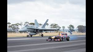 When it comes to racing airplanes around pylons, there is no less expensive flight plan, other than maybe running in f1 air racing that plane is endeavor, currently piloted by steve senegal. F1 Car Vs F A 18 Hornet Red Bull S Daniel Ricciardo Feels The Force Youtube