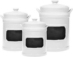 Reviews white kitchen canister sets check prices. Kitchen Canister Set 3 Piece Airtight Canisters Ceramic Food Storage Jars For Kitchen And Bathroom Decorative White Ceramic Canister Set Buy Online In Dominica At Dominica Desertcart Com Productid 174137012