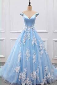 Image Of Elegant V Neck Off Shoulder Light Blue Prom Dresses Ball Gowns Prom Dresses Ball Gown Cheap Prom Dresses Long Prom Dresses Blue