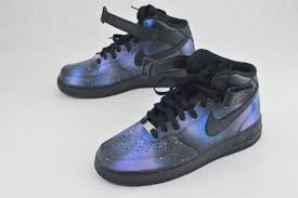 Custom Galaxy Black Air Forces Hand Painted Nike Af1 Mid Galaxy Sneakers Custom Galaxy Nike Air Force 1s Custom Nike Shoes Nike Af1 Nike Air Force 1s
