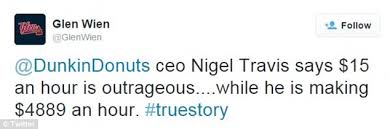 Dunkin' CEO Nigel Travis says $15-per-hour minimum wage is 'outrageous'