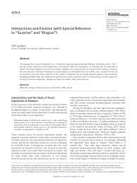 Pdf Interjections And Emotion With Special Reference To Surprise And Disgust