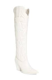 Amigos Over The Knee Western Boot In White