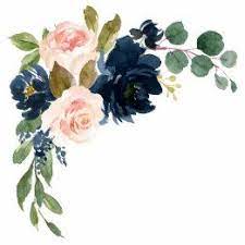 Navy Blue And Blush Pink Wedding Invitations Set Floral Watercolor Watercolor Flowers Flower Painting