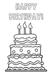 Birthday Cake Easy Birthday Card Drawing Ideas Clipart Cake Black And White No Candle Clip Art Library Happy Birthday Cards Printable Happy Birthday Coloring Pages Birthday Card Printable