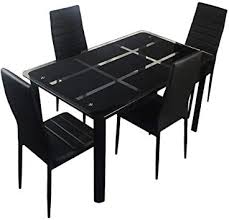 Hommoo 5 Piece Dining Table Set Tempered Glass Top And Pu Leather Chair W 4 Chairs Dining Room Kitchen F In 2020 Glass Top Dining Table Glass Dining Table Dining Table