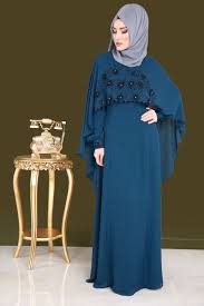 Yeni Urun Gul Pelerinli Tesettur Abiye Indigo Urun Kodu Alm3019 139 90 Tl Musluman Modasi Islami Moda Basortusu Modasi